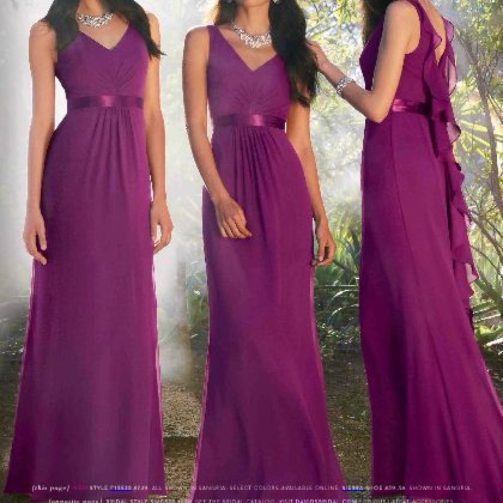 David’s Bridal‎ Brown Chiffon Dress with Ruffles bridesmaid
